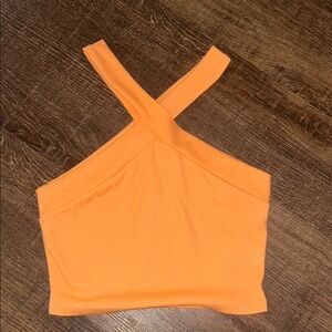 Orange Cross-Strap Women's Top